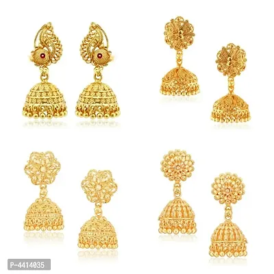 Traditional Alloy Gold Plated Jhumka Earring for Women Combo of 4