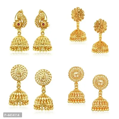 Traditional Alloy Gold Plated Jhumka Earring for Women Combo of 4