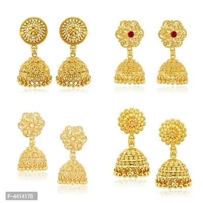 Traditional Alloy Gold Plated Combo Jhumki Earring for Women- 4 pair jhumki earring