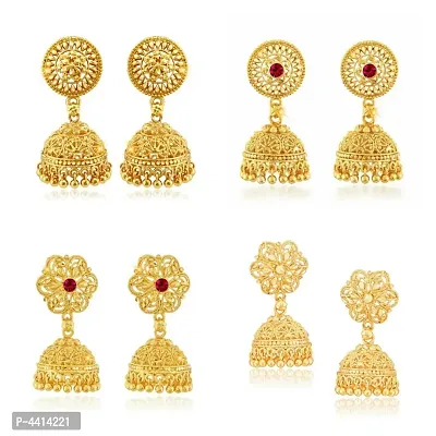 Traditional Alloy Gold Plated Jhumka Earring for Women Combo of 4