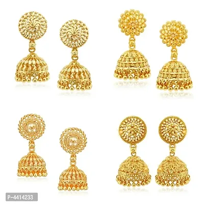 Traditional Alloy Gold Plated Jhumka Earring for Women Combo of 4