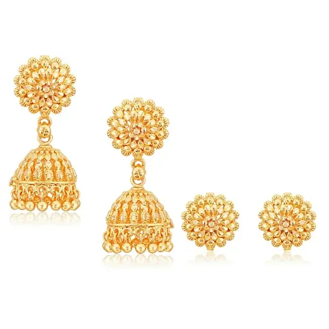 Traditional Alloy Plated Earring for Women Combo of 2(1 pair stud earring 1 pair Jhumka earring )