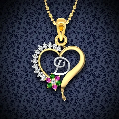 Traditional Flower Alphabet Heart Pendant with Chain