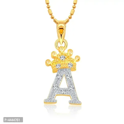 Trendy Alloy 'A' Letter Gold-plated Pendant with Chain for Women-thumb0