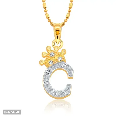 Trendy Alloy 'C' Letter Gold-plated Pendant with Chain for Women