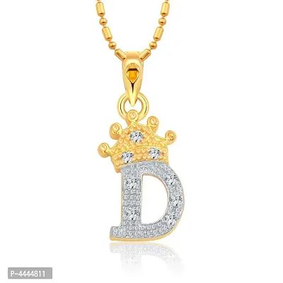 Trendy Alloy 'D' Letter Gold-plated Pendant with Chain for Women-thumb0