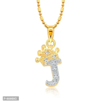 Trendy Alloy 'J' Letter Gold-plated Pendant with Chain for Women