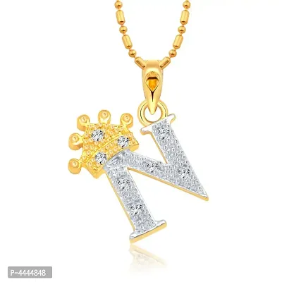 Trendy Alloy 'N' Letter Gold-plated Pendant with Chain for Women-thumb0