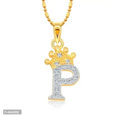 Trendy Alloy 'P' Letter Gold-plated Pendant with Chain for Women-thumb0