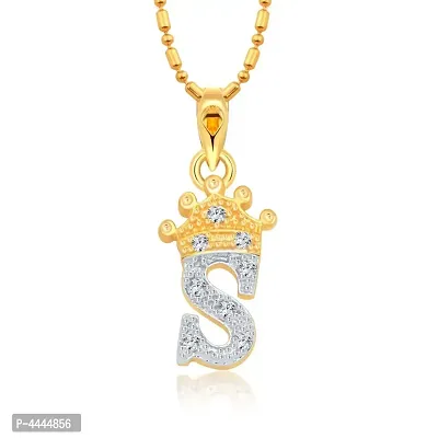 Trendy Alloy 'S' Letter Gold-plated Pendant with Chain for Women-thumb0