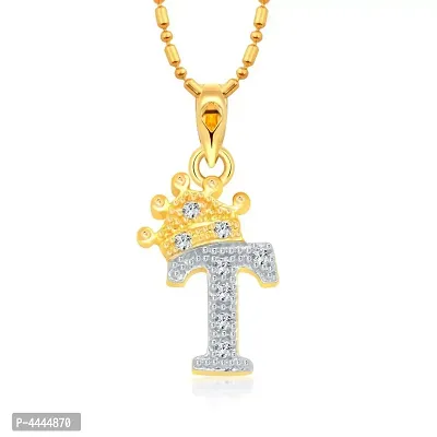 Trendy Alloy 'T' Letter Gold-plated Pendant with Chain for Women