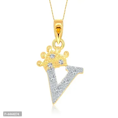 Trendy Alloy 'V' Letter Gold-plated Pendant with Chain for Women