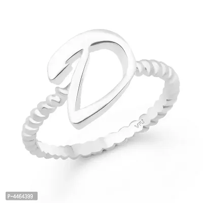 Stylish Spiral Shank D Alphabet Alloy Cubic Zirconia Gold Plated Ring for Women