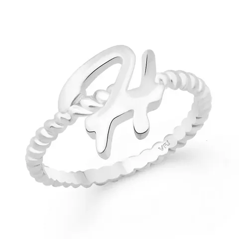 Vighnaharta Valentine Gift Spiral Ring Shank H Alphabet Plated Alloy Finger Ring for Women and Girls - [VFJ1308FRR13]