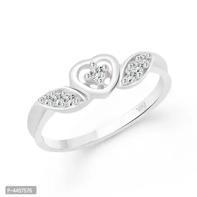 Trendy Alloy Heart CZ Rhodium Plated Alloy Finger Ring for Women