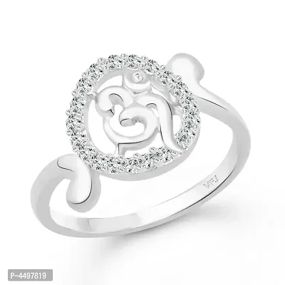 Stylish Divine OM CZ Rhodium Plated Alloy Finger Ring for Women