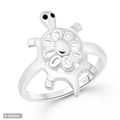 Cute Flory Turtle Rhodium Plated Alloy Finger Ring for Women