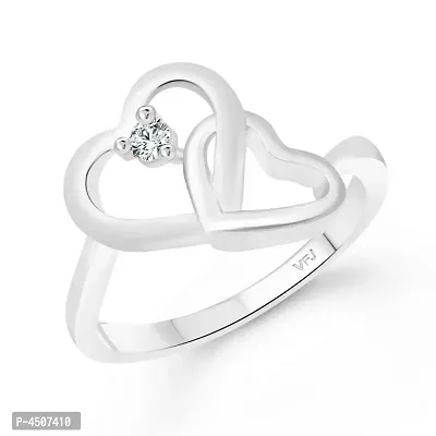 Serenity Heart CZ Rhodium Plated Alloy Finger Ring for Women
