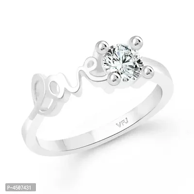 Love Sign CZ Rhodium Plated Alloy Finger Ring for Women-thumb0