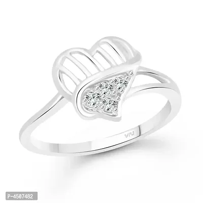 Nice Window Heart CZ Rhodium Plated Alloy Ring for Women