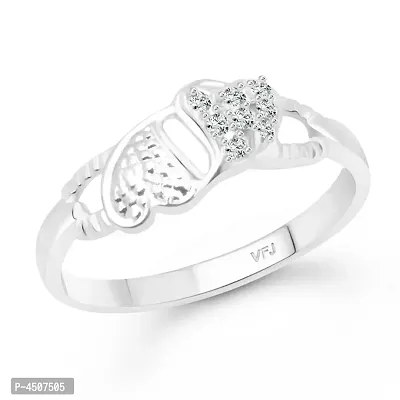 Simply Dual Heart CZ Rhodium Plated Alloy Ring for Women