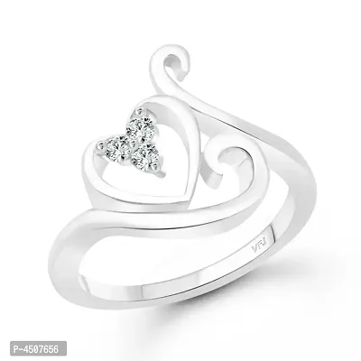 Swag Heart CZ Rhodium Plated Alloy Ring for Women
