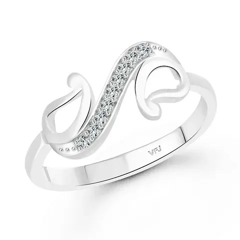 Trendy Designer Rhodium CZ Ring