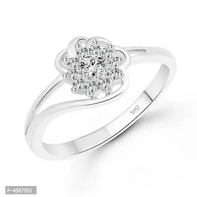 Nice Floret cz Rhodium Plated Alloy Ring for Women