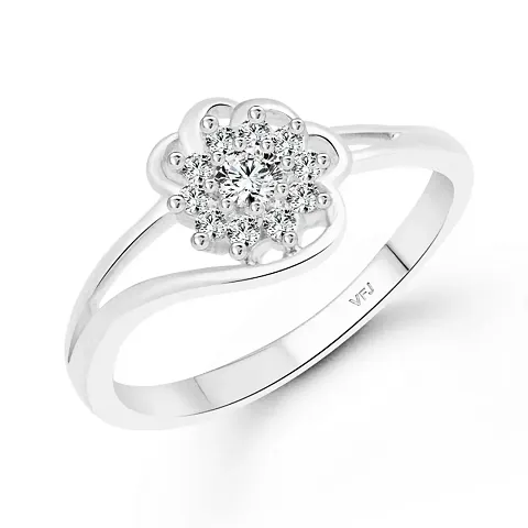 Trendy Designer Rhodium CZ Ring