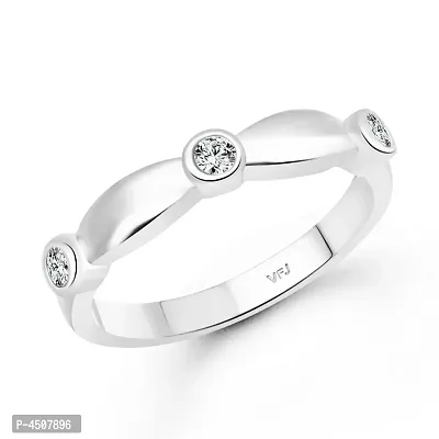 Three Diamonds Band cz Rhodium Plated Alloy Ring for Women