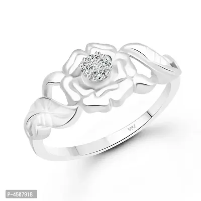 Rose Glossary cz Rhodium Plated Alloy Ring for Women