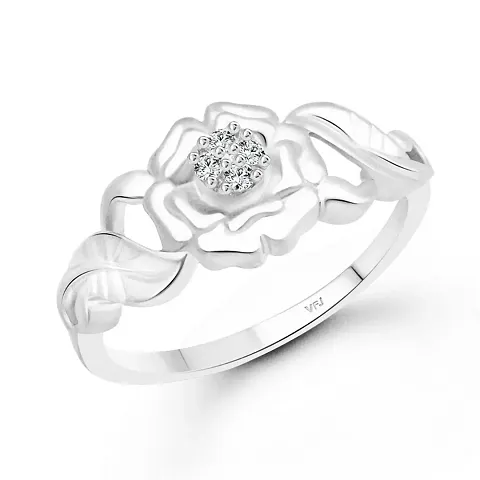 Trendy Designer Rhodium CZ Ring