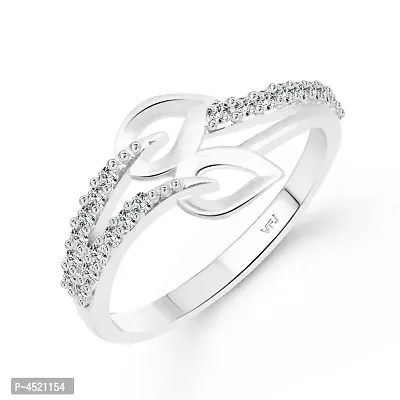 Couple Leaf cz Rhodium Plated Alloy Ring for Women