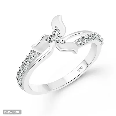 Cute Lily Flower cz Rhodium Plated Alloy Ring for Women-thumb0