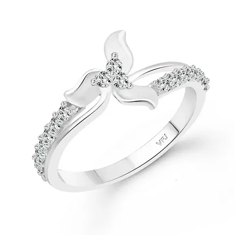 Vighnaharta Cute Lily Flower cz and Plated Alloy Ring for Women and Girls-[VFJ1400FRG11]