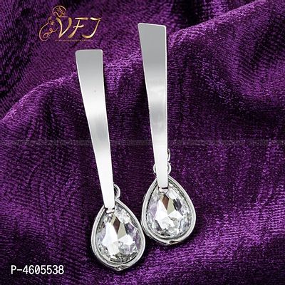 Trendy Rhodium Plated Alloy Drop Earring for Women ( Pack of 1 pair Earring)