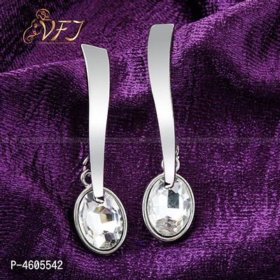 Trendy Rhodium Plated Alloy Drop Earring for Women ( Pack of 1 pair Earring)