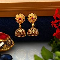 Traditional Wear Bangle  Jhumki Earring Set Alloy 1gm Gold Plated Combo set-thumb1