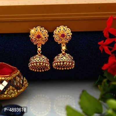 Traditional Wear Bangle  Jhumki Earring Set Alloy 1gm Gold Plated Combo set-thumb2