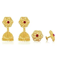 Traditional Wear Bangle  Jhumki Earring Set Alloy 1gm Gold Plated Combo set-thumb1