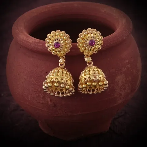 Traditional Gold Plated Alloy Jhumki Earrings