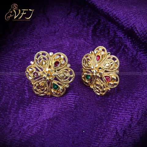 Stud Earring 1 Gm Gold and Micron Plated Stud Earring for Women and Girls Alloy Stud Earring ()