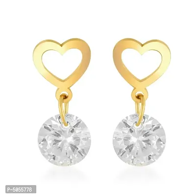 Valentine Gift CZ Gold Plated alloy Solitaire Drop Earring for Women and Girls Alloy Drops  Danglers