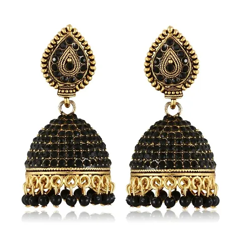 Metal Gem Stone Jhumkas Earrings For Women