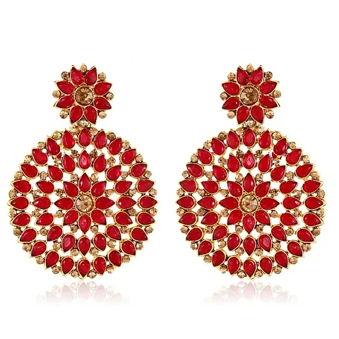 Trendy Alloy Stone Studded Drop Earrings