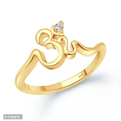 Om (CZ) Gold and Rhodium Plated Ring