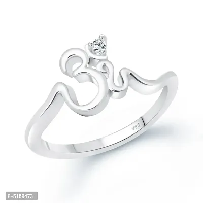 Om (CZ) Rhodium Plated Ring