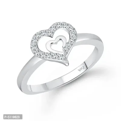 Glory Charming Heart Rhodium Plated (CZ) Ring-thumb0