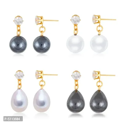 Stylish  Alloy Gold Plated Drop Earring for Women ( Pack of- 4 Pair Earrings)