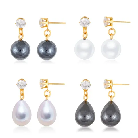 Stylish Alloy Plated Drop Earring for Women ( Pack of- 4 Pair Earrings)